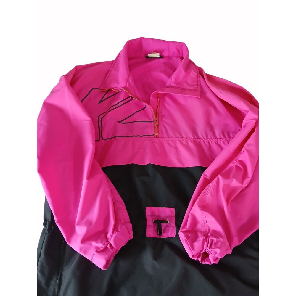 K2 Mens Pink Black Half Zip Pullover Windbreaker Jacket Drawstring Size L yk2 - Picture 11 of 16